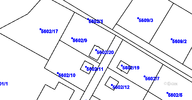 Parcela st. 5602/20 v KÚ Frýdek, Katastrální mapa