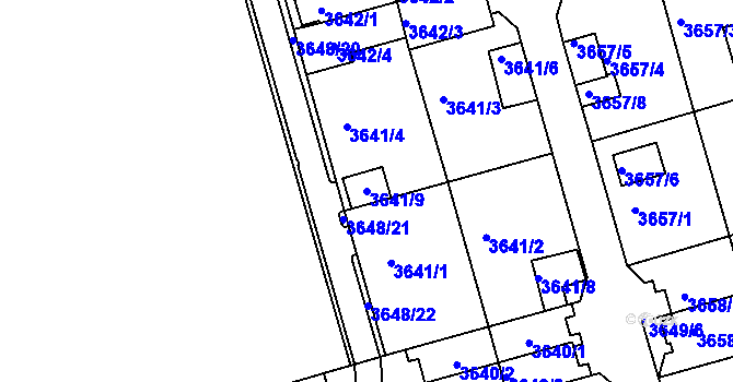 Parcela st. 3641/9 v KÚ Frýdek, Katastrální mapa
