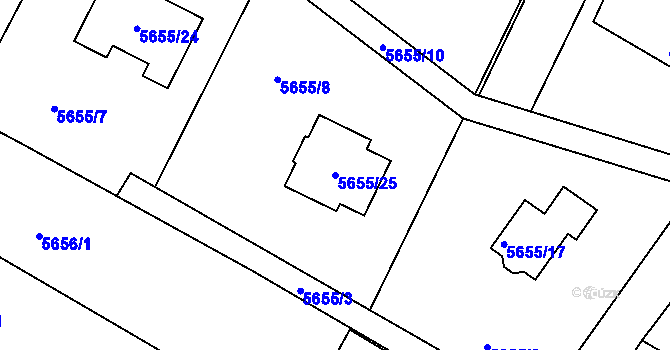 Parcela st. 5655/25 v KÚ Frýdek, Katastrální mapa