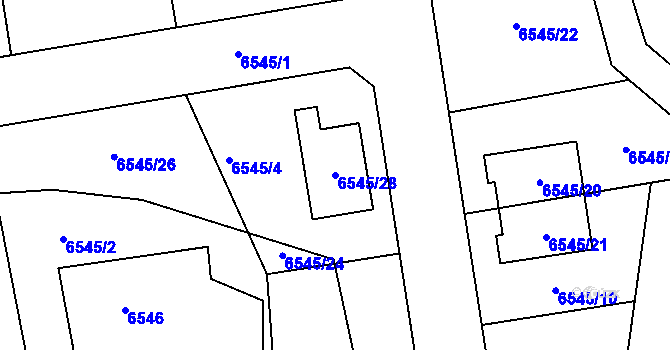 Parcela st. 6545/28 v KÚ Frýdek, Katastrální mapa