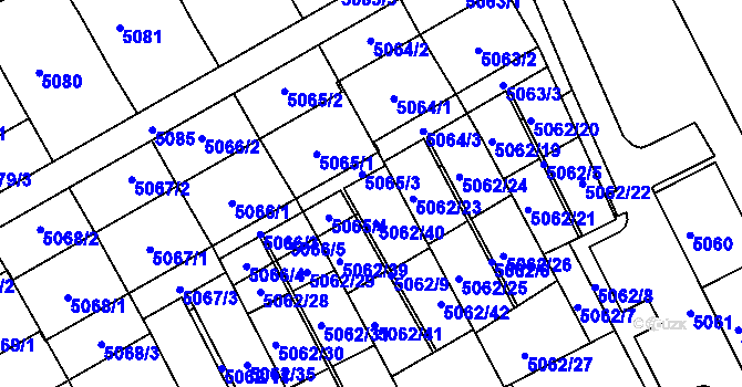 Parcela st. 5065/5 v KÚ Frýdek, Katastrální mapa