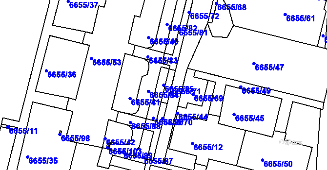 Parcela st. 6655/85 v KÚ Frýdek, Katastrální mapa