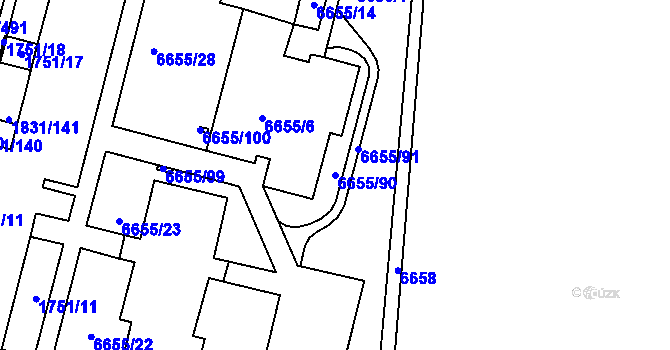Parcela st. 6655/90 v KÚ Frýdek, Katastrální mapa