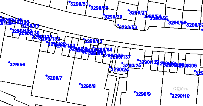 Parcela st. 3290/136 v KÚ Frýdek, Katastrální mapa
