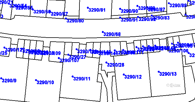 Parcela st. 3290/141 v KÚ Frýdek, Katastrální mapa