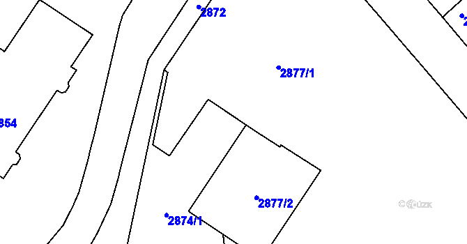 Parcela st. 2877/3 v KÚ Frýdek, Katastrální mapa