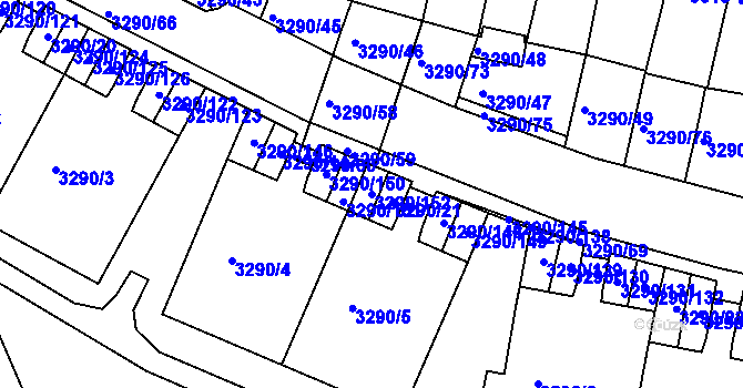 Parcela st. 3290/152 v KÚ Frýdek, Katastrální mapa