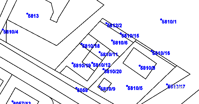 Parcela st. 5810/11 v KÚ Frýdek, Katastrální mapa