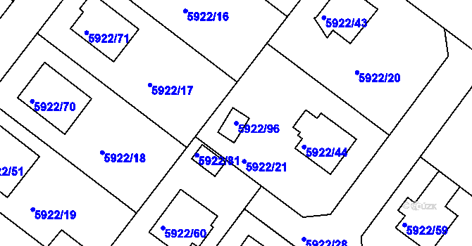 Parcela st. 5922/96 v KÚ Frýdek, Katastrální mapa