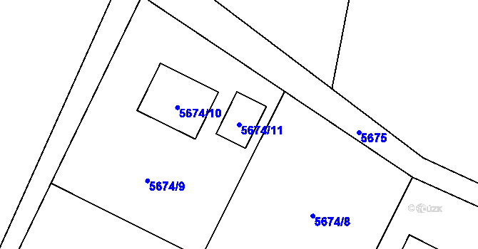 Parcela st. 5674/11 v KÚ Frýdek, Katastrální mapa