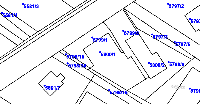 Parcela st. 5800/1 v KÚ Frýdek, Katastrální mapa
