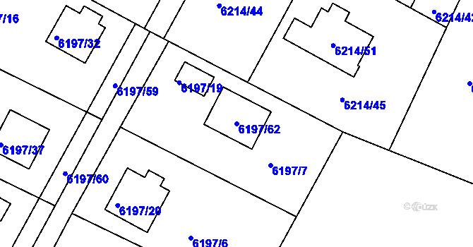 Parcela st. 6197/62 v KÚ Frýdek, Katastrální mapa