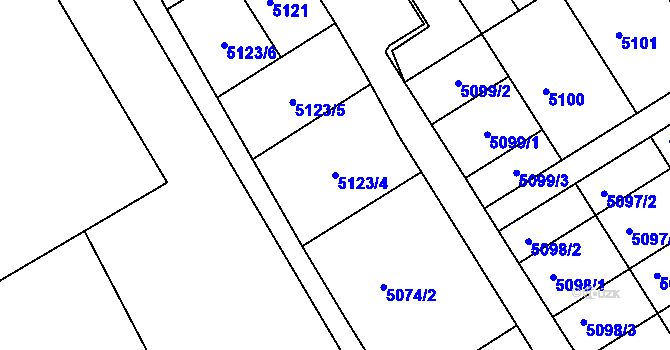 Parcela st. 5123/4 v KÚ Frýdek, Katastrální mapa