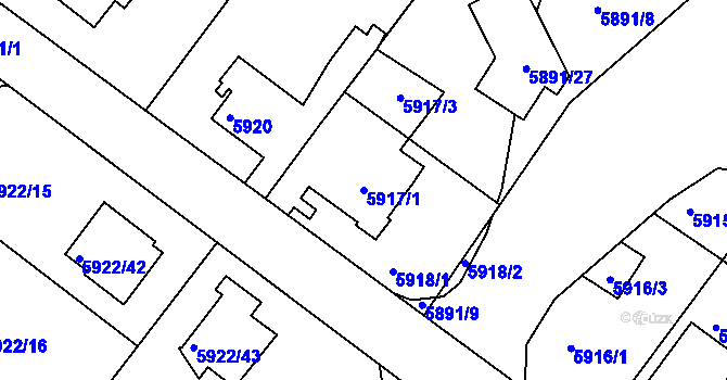 Parcela st. 5917/1 v KÚ Frýdek, Katastrální mapa