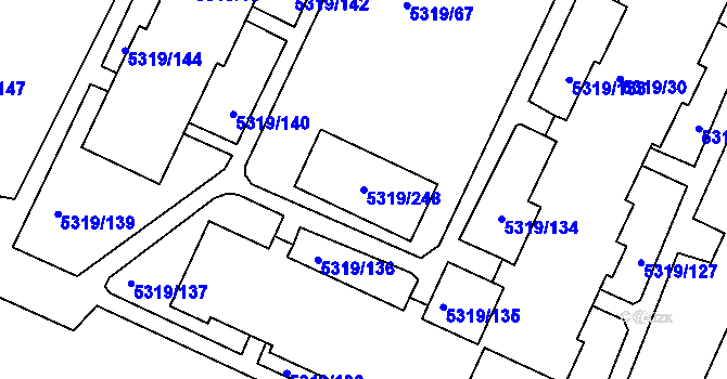 Parcela st. 5319/248 v KÚ Frýdek, Katastrální mapa