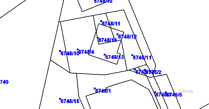 Parcela st. 6748/13 v KÚ Frýdek, Katastrální mapa