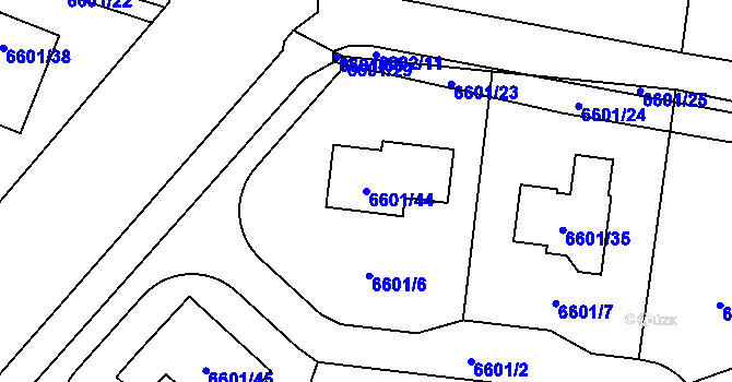 Parcela st. 6601/44 v KÚ Frýdek, Katastrální mapa