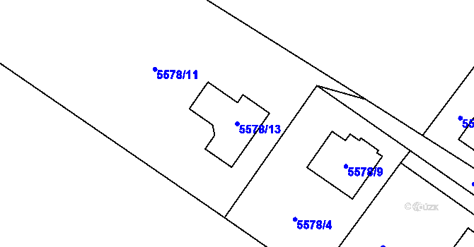 Parcela st. 5578/13 v KÚ Frýdek, Katastrální mapa