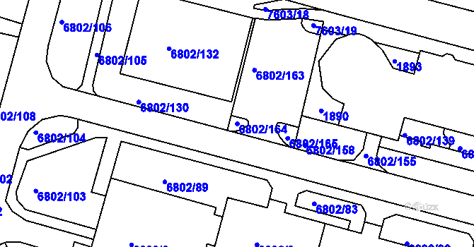 Parcela st. 6802/164 v KÚ Frýdek, Katastrální mapa