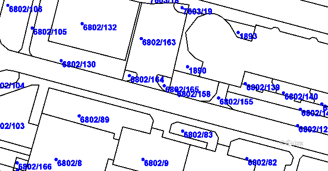 Parcela st. 6802/165 v KÚ Frýdek, Katastrální mapa