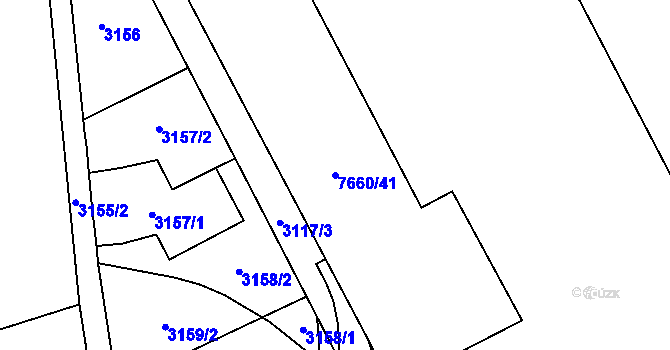 Parcela st. 7660/41 v KÚ Frýdek, Katastrální mapa
