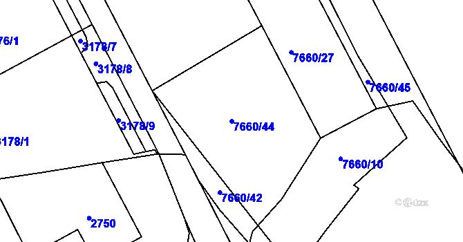 Parcela st. 7660/44 v KÚ Frýdek, Katastrální mapa