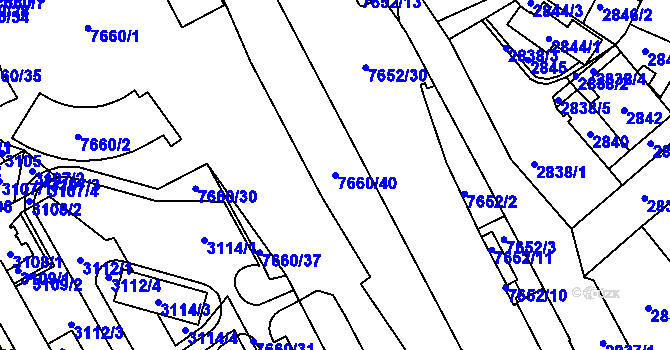 Parcela st. 7660/40 v KÚ Frýdek, Katastrální mapa