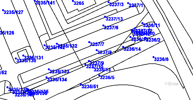 Parcela st. 3237/8 v KÚ Frýdek, Katastrální mapa