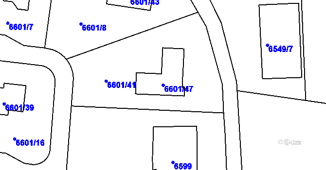 Parcela st. 6601/47 v KÚ Frýdek, Katastrální mapa