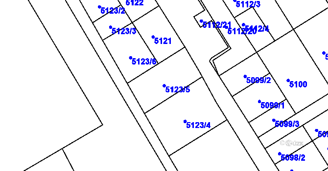 Parcela st. 5123/5 v KÚ Frýdek, Katastrální mapa