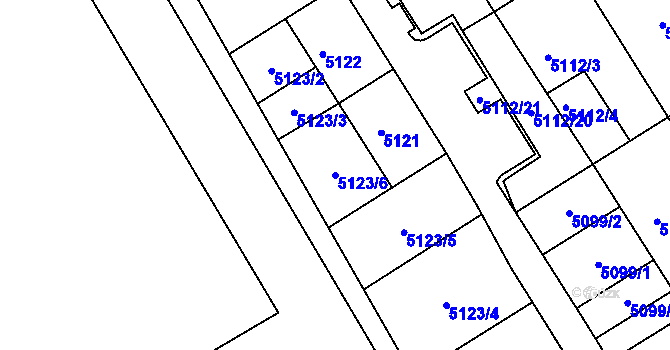 Parcela st. 5123/6 v KÚ Frýdek, Katastrální mapa
