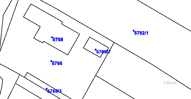 Parcela st. 5765/7 v KÚ Frýdek, Katastrální mapa