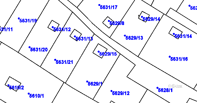 Parcela st. 5629/15 v KÚ Frýdek, Katastrální mapa
