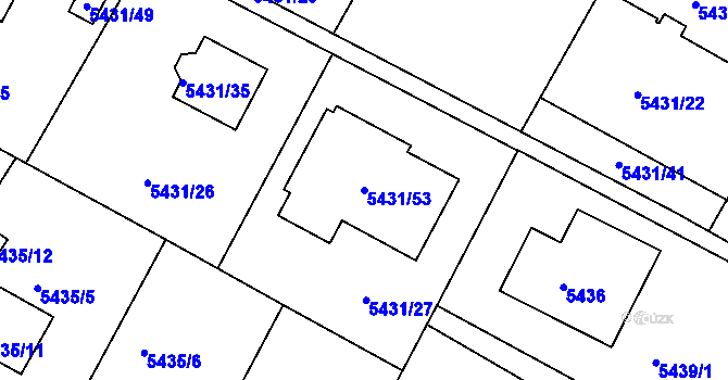 Parcela st. 5431/53 v KÚ Frýdek, Katastrální mapa
