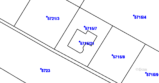 Parcela st. 5715/21 v KÚ Frýdek, Katastrální mapa