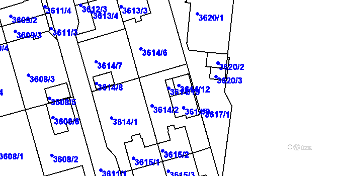 Parcela st. 3614/13 v KÚ Frýdek, Katastrální mapa