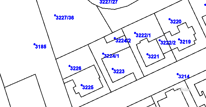 Parcela st. 3224/1 v KÚ Frýdek, Katastrální mapa