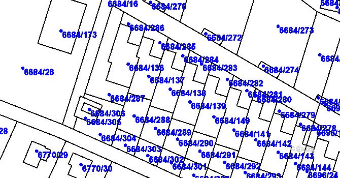 Parcela st. 6684/138 v KÚ Frýdek, Katastrální mapa
