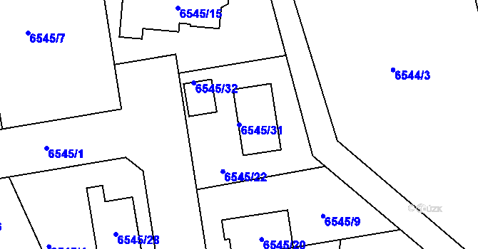 Parcela st. 6545/31 v KÚ Frýdek, Katastrální mapa