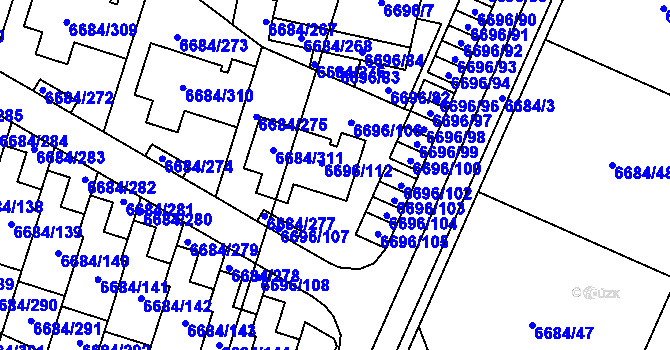 Parcela st. 6696/106 v KÚ Frýdek, Katastrální mapa