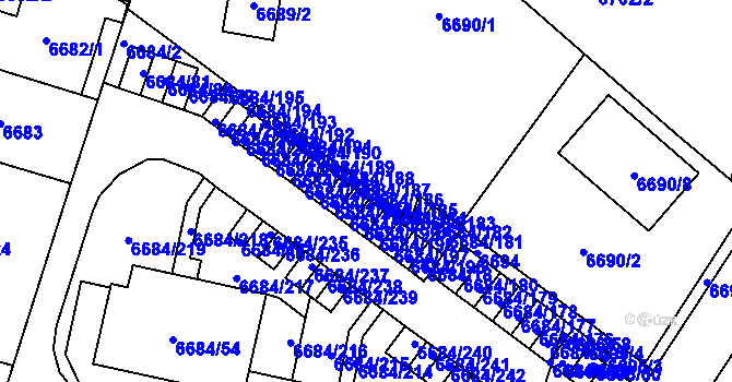 Parcela st. 6684/186 v KÚ Frýdek, Katastrální mapa