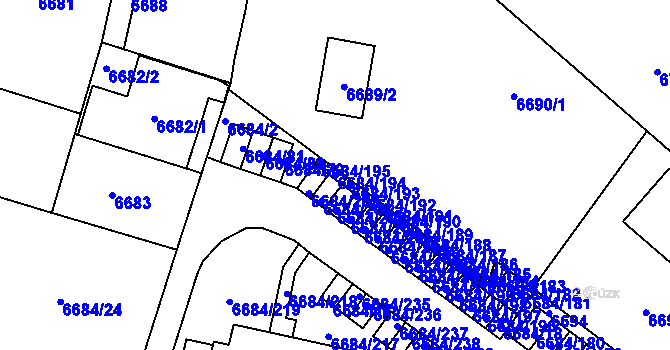 Parcela st. 6684/194 v KÚ Frýdek, Katastrální mapa