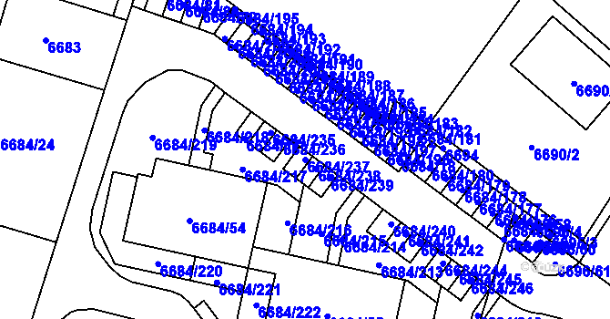 Parcela st. 6684/237 v KÚ Frýdek, Katastrální mapa