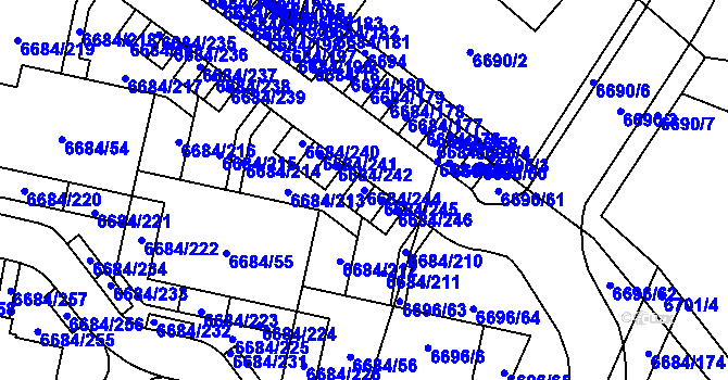 Parcela st. 6684/244 v KÚ Frýdek, Katastrální mapa