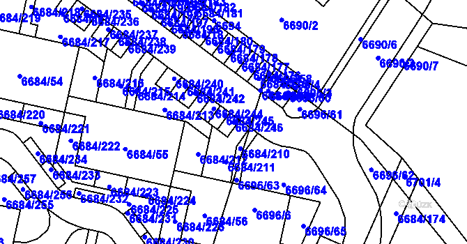 Parcela st. 6684/246 v KÚ Frýdek, Katastrální mapa