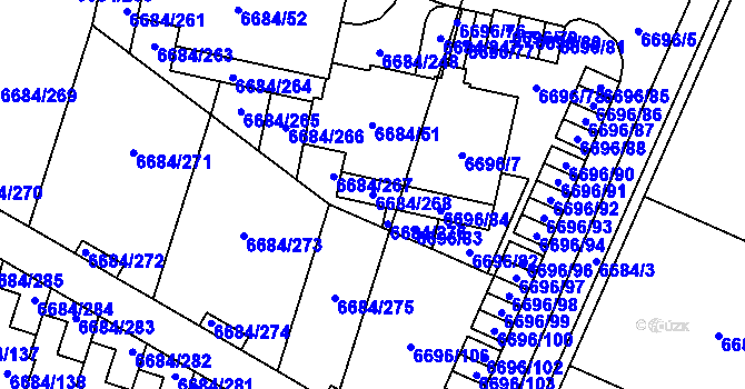 Parcela st. 6684/268 v KÚ Frýdek, Katastrální mapa