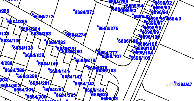 Parcela st. 6684/277 v KÚ Frýdek, Katastrální mapa