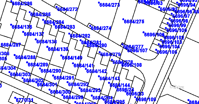 Parcela st. 6684/279 v KÚ Frýdek, Katastrální mapa