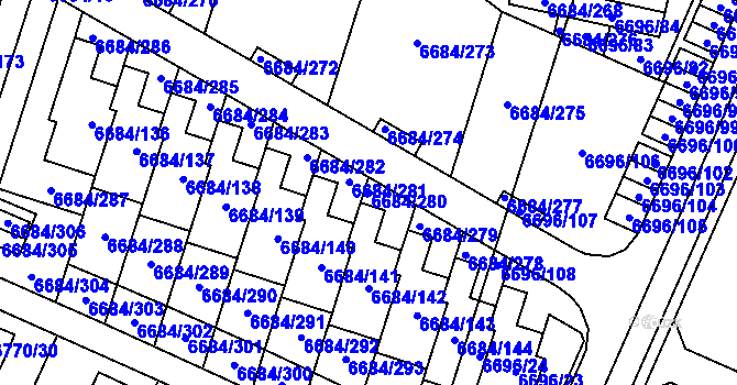 Parcela st. 6684/280 v KÚ Frýdek, Katastrální mapa