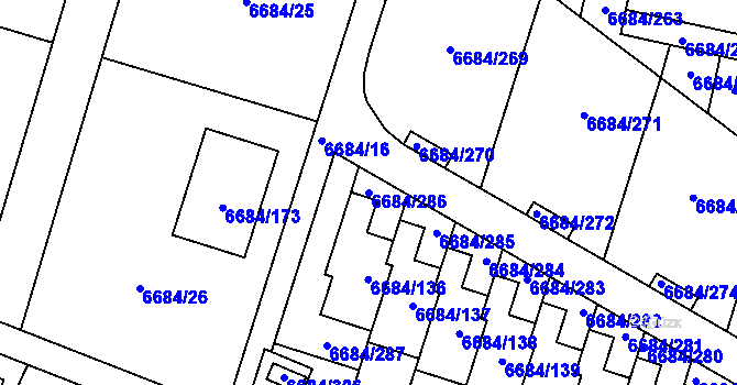Parcela st. 6684/286 v KÚ Frýdek, Katastrální mapa